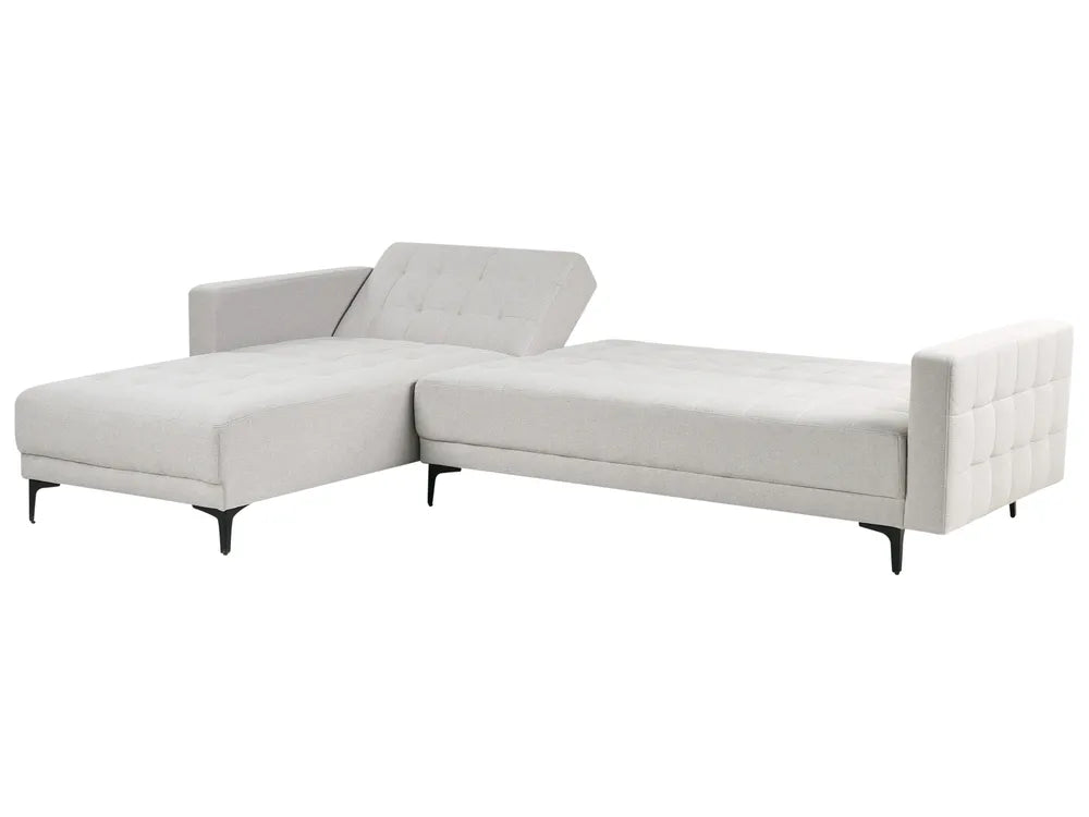 Modular Corner Sofa Bed 4 Seater Fabric Light Grey Right Hand Denby