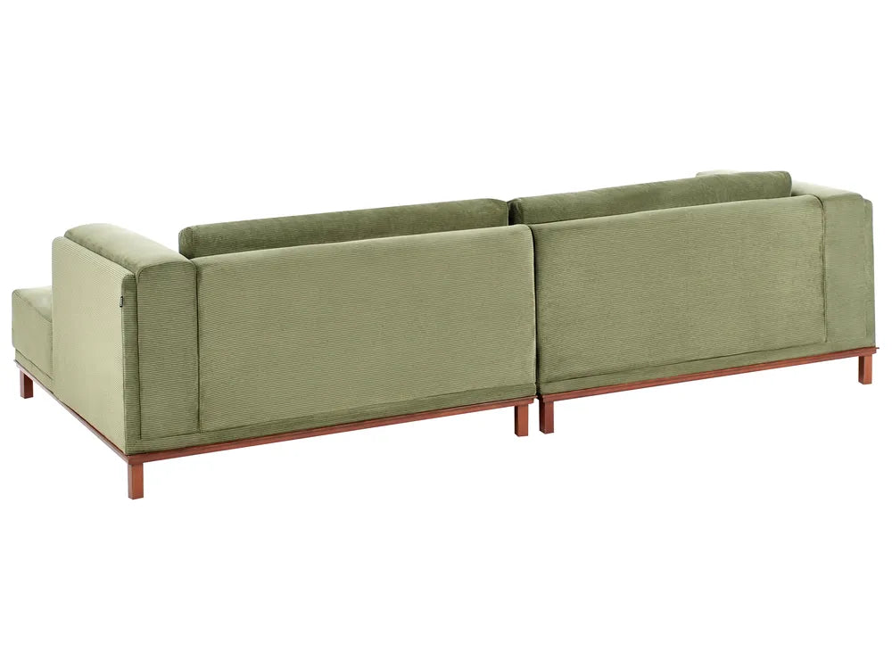 Corner Sofa 4 Seater Corduroy Green Left Hand Josanna