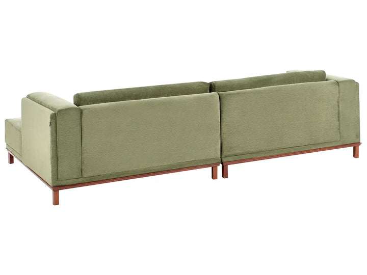 Corner Sofa 4 Seater Corduroy Green Left Hand Josanna