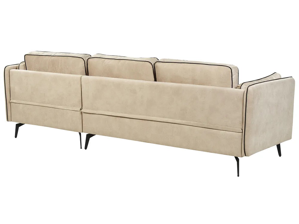 Corner Sofa 3 Seater Velvet Beige Left Hand Bodhild