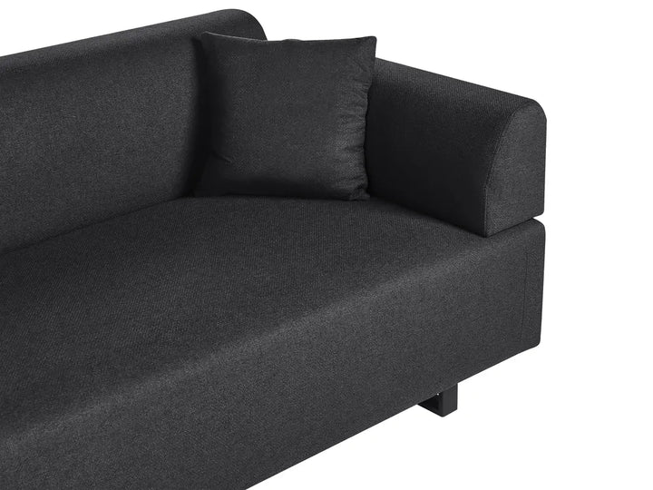 Sofa 3 Seater Fabric Black with Tables Quiniya