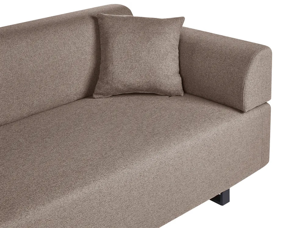 Sofa 3 Seater Fabric Light Brown with Tables Quiniya