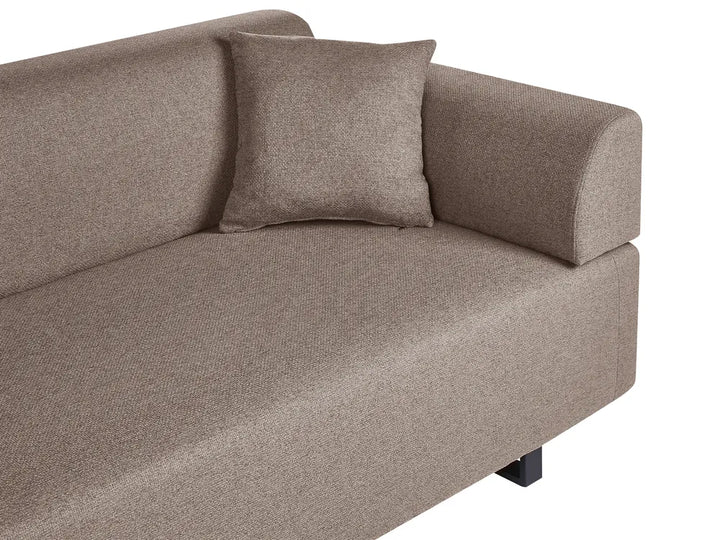 Sofa 3 Seater Fabric Light Brown with Tables Quiniya