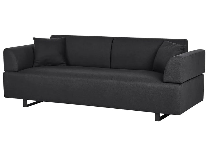 Sofa 3 Seater Fabric Black with Tables Quiniya