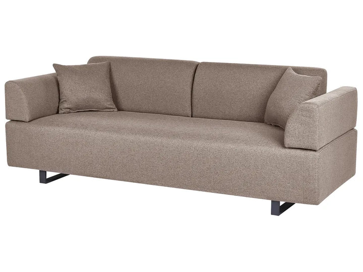 Sofa 3 Seater Fabric Light Brown with Tables Quiniya