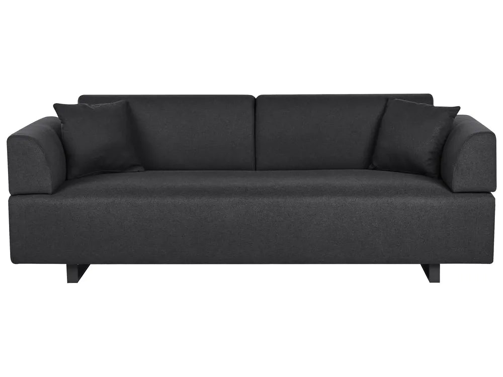 Sofa 3 Seater Fabric Black with Tables Quiniya