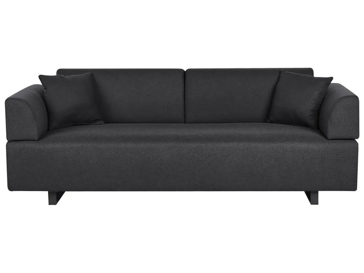 Sofa 3 Seater Fabric Black with Tables Quiniya