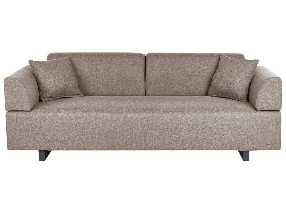 Sofa 3 Seater Fabric Light Brown with Tables Quiniya