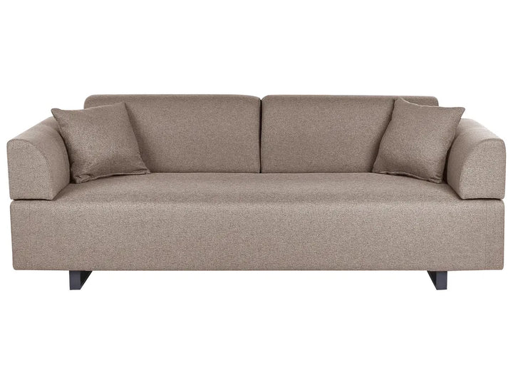 Sofa 3 Seater Fabric Light Brown with Tables Quiniya