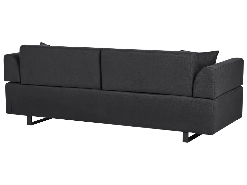 Sofa 3 Seater Fabric Black with Tables Quiniya