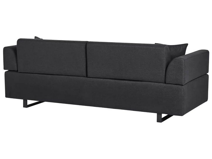 Sofa 3 Seater Fabric Black with Tables Quiniya