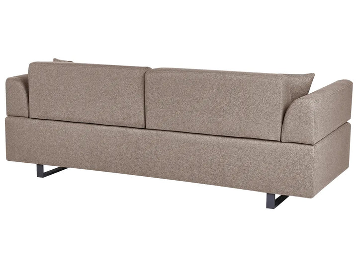 Sofa 3 Seater Fabric Light Brown with Tables Quiniya