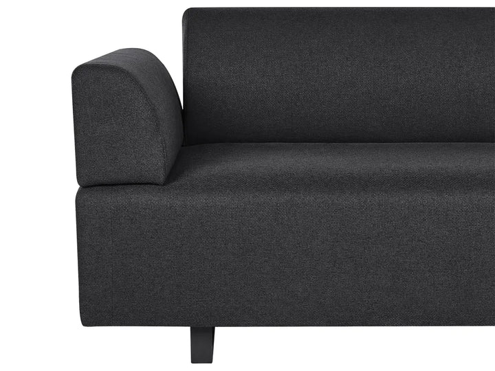 Sofa 3 Seater Fabric Black with Tables Quiniya