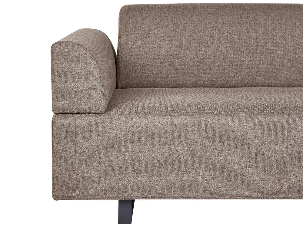 Sofa 3 Seater Fabric Light Brown with Tables Quiniya