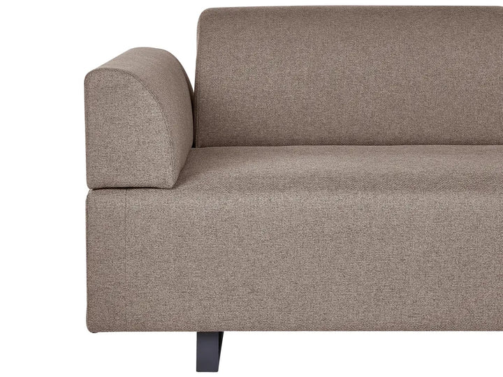 Sofa 3 Seater Fabric Light Brown with Tables Quiniya