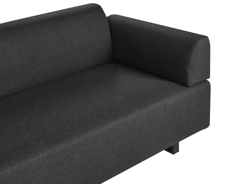 Sofa 3 Seater Fabric Black with Tables Quiniya