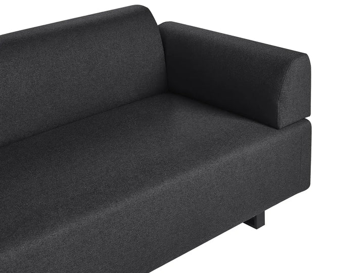 Sofa 3 Seater Fabric Black with Tables Quiniya