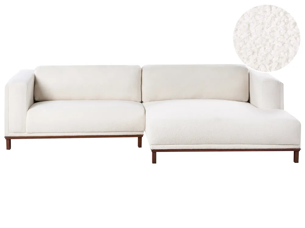 Corner Sofa 4 Seater Boucle Off-White Left Hand Josanna