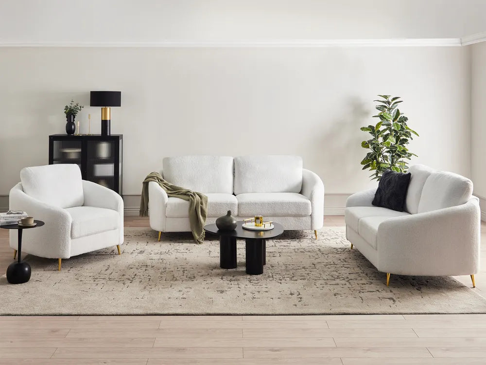 Sofa 3 Seater Boucle White Deondry