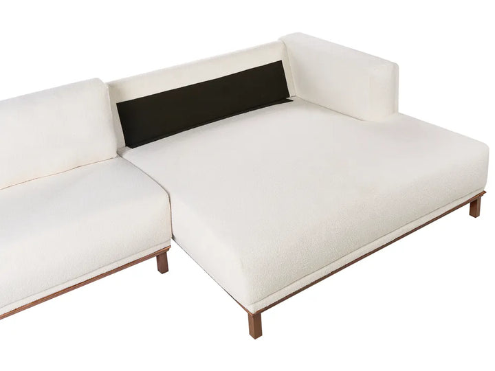 Corner Sofa 4 Seater Boucle Off-White Left Hand Josanna