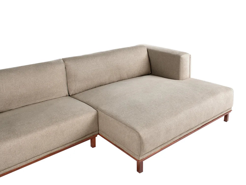 Corner Sofa 4 Seater Fabric Taupe Left Hand Josanna