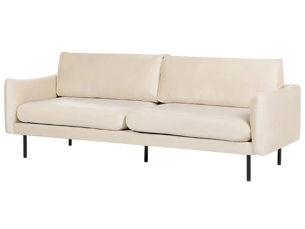 Sofa 3 Seater Velvet Light Beige Praylow