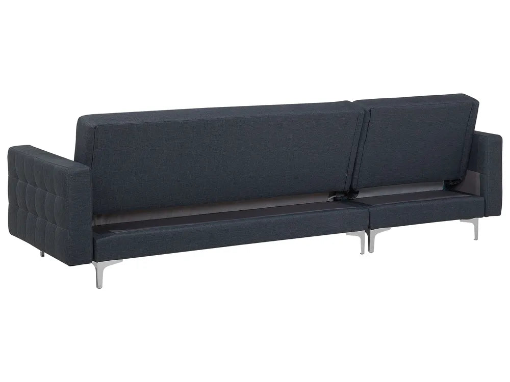 Modular Corner Sofa Bed 4 Seater Fabric Dark Grey with Ottoman Right Hand Denby