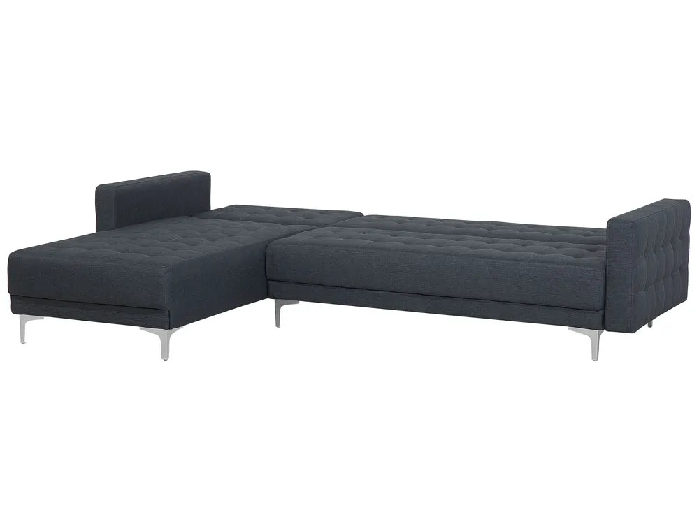 Modular Corner Sofa Bed 4 Seater Fabric Dark Grey with Ottoman Right Hand Denby