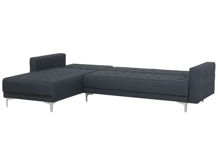 Modular Corner Sofa Bed 4 Seater Fabric Dark Grey with Ottoman Right Hand Denby