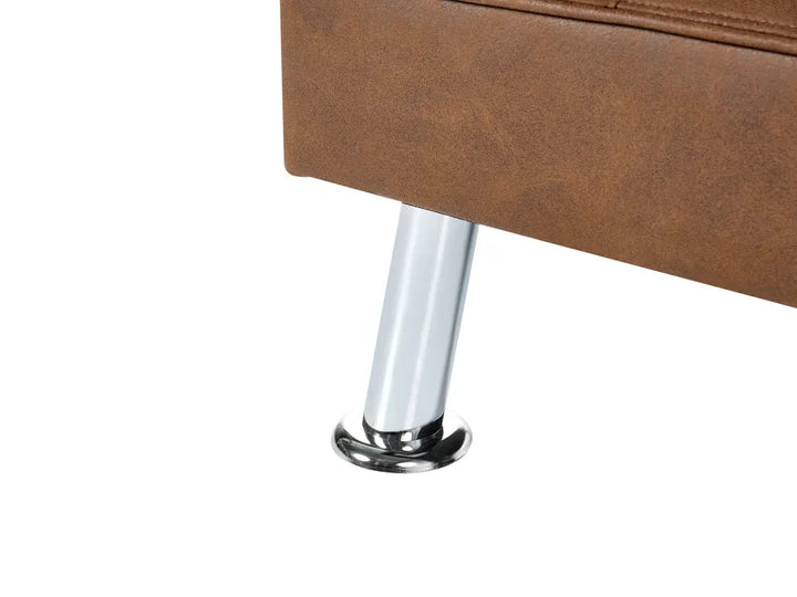 Sofa Bed 3 Seater Faux Leather Golden Brown Kaveri