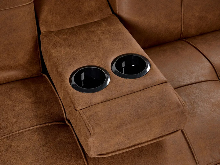 Sofa Bed 3 Seater Faux Leather Golden Brown Kaveri