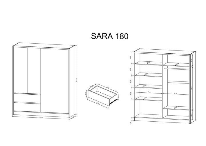 Sara Sliding Door Wardrobe 184cm