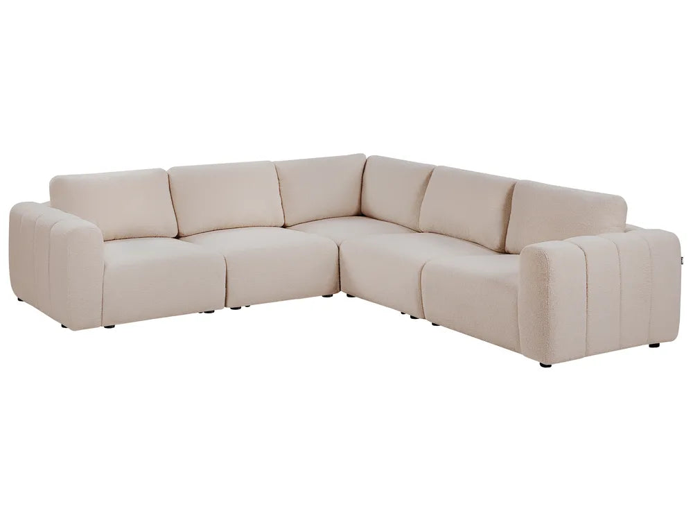 Modular Corner Sofa 5 Seater Boucle Beige Left Hand Regeani