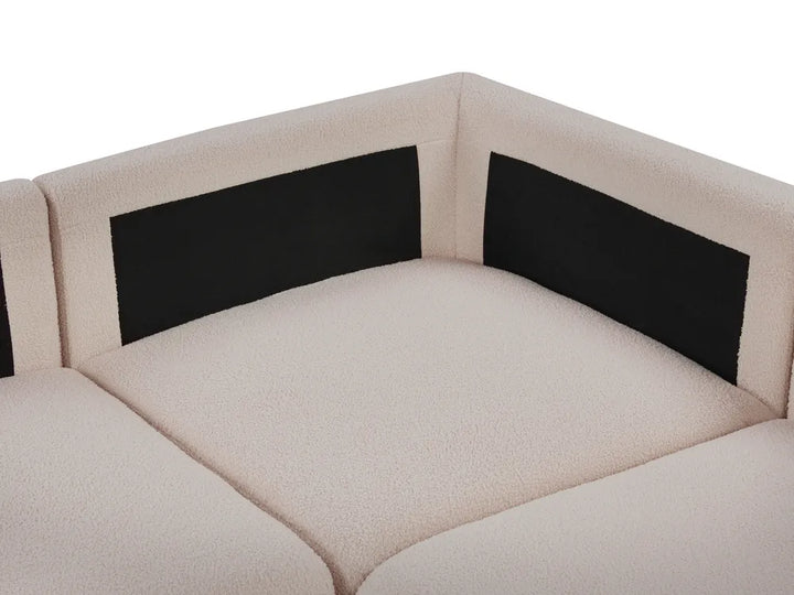 Modular Corner Sofa 5 Seater Boucle Beige Left Hand Regeani