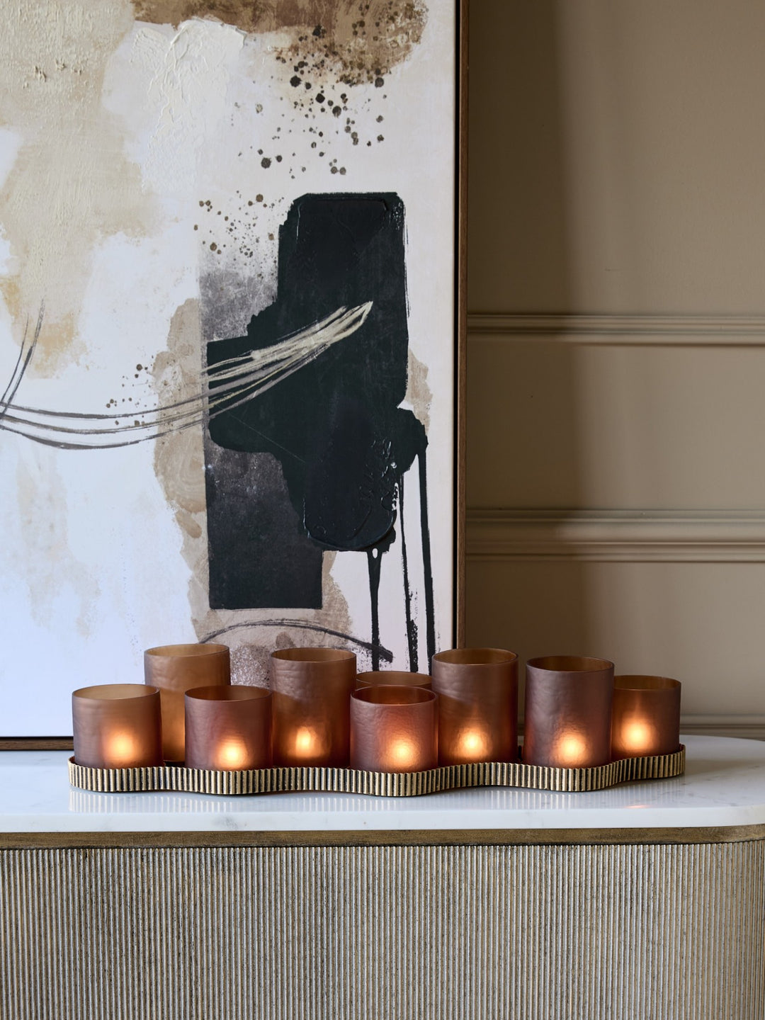 Libra Belvedere Aged Gold 9 Light Candle Holder