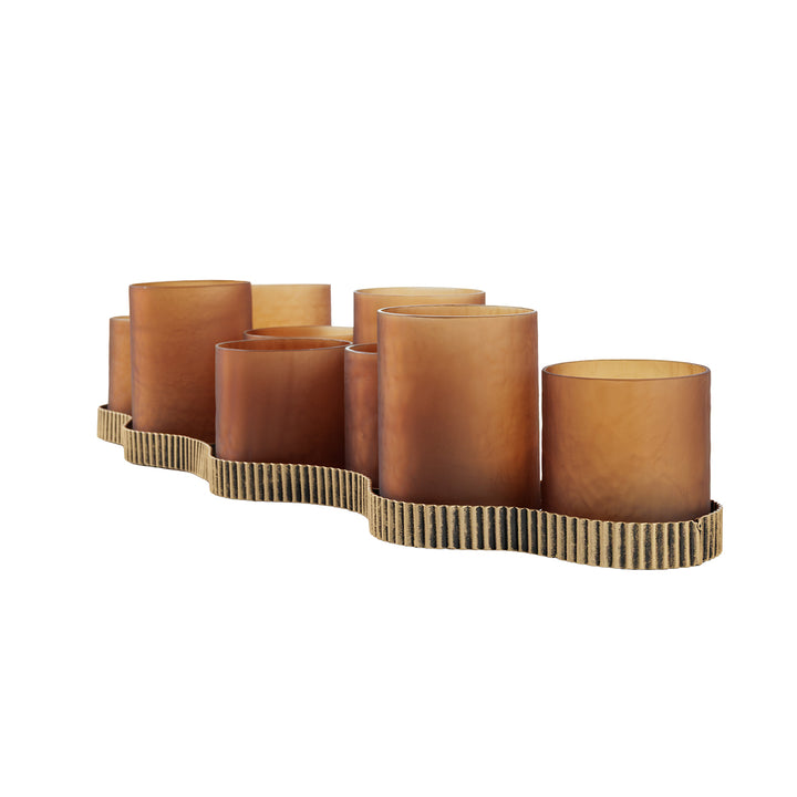 Libra Belvedere Aged Gold 9 Light Candle Holder