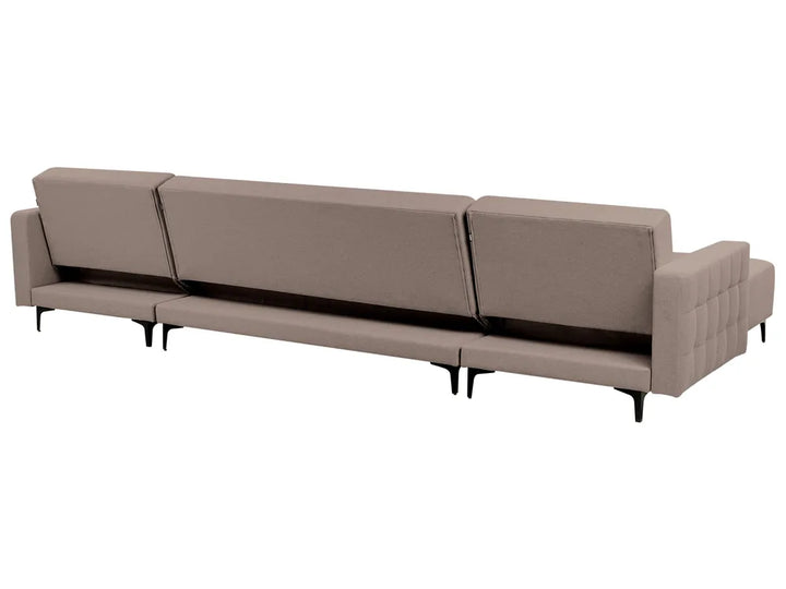 Modular U-Shape Sofa Bed 5 Seater Fabric Taupe Denby