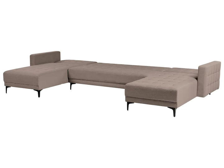 Modular U-Shape Sofa Bed 5 Seater Fabric Taupe Denby