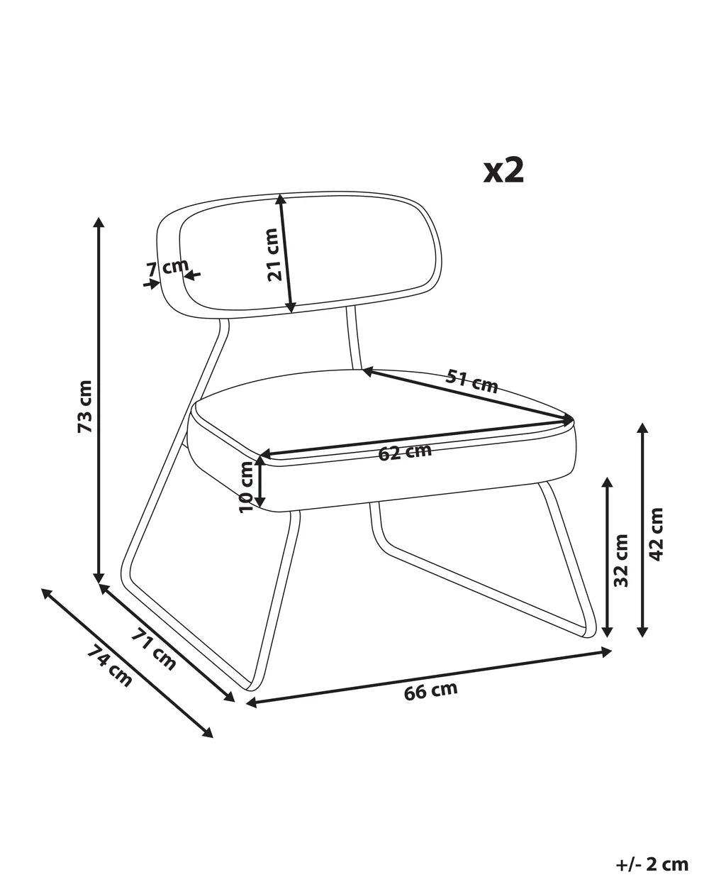 Set of 2 Armchairs Fabric Off-White Marzi
