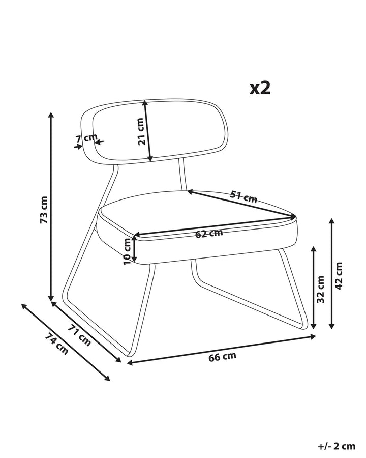 Set of 2 Armchairs Fabric Off-White Marzi