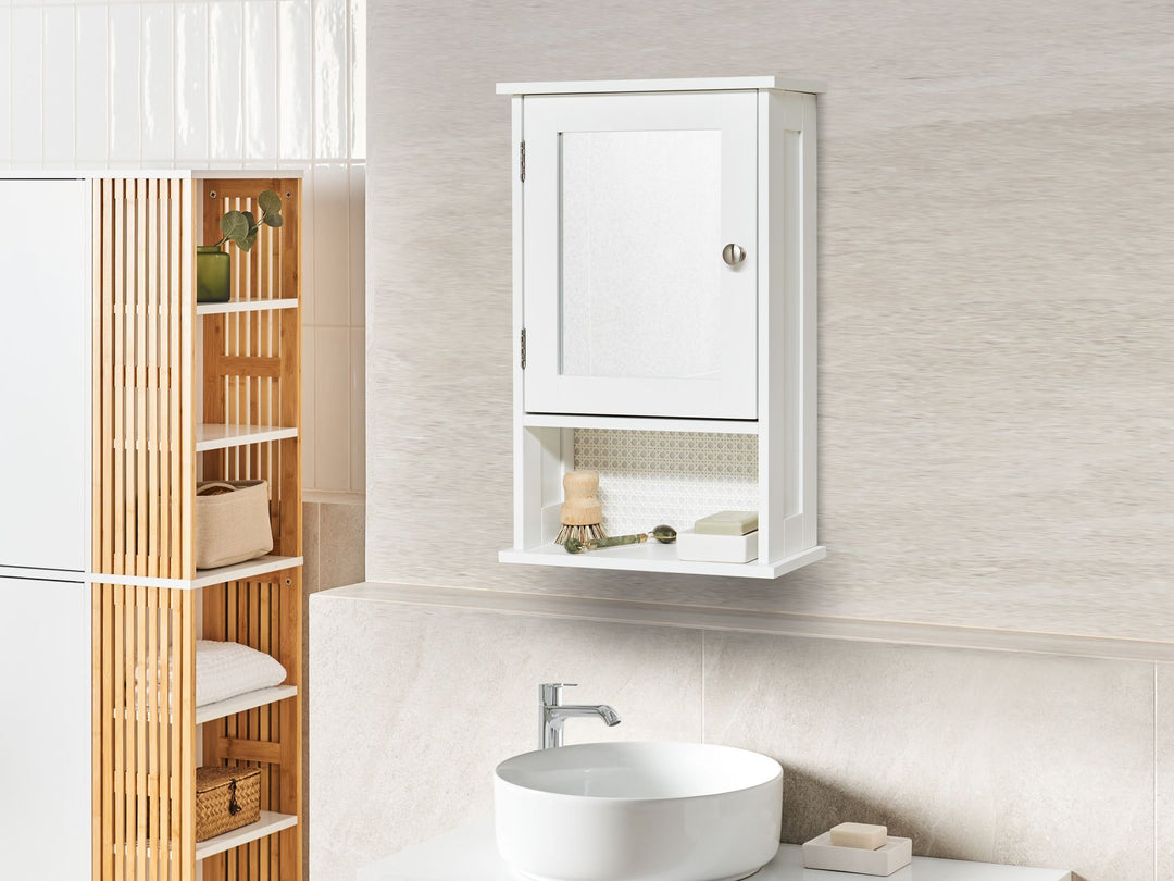 Bathroom Wall Mounted Mirror Cabinet 34 cm 53 cm White Hulia