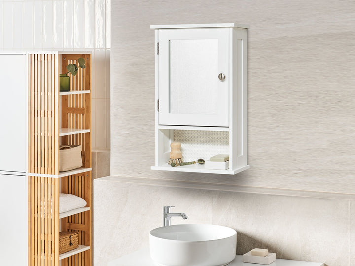 Bathroom Wall Mounted Mirror Cabinet 34 cm 53 cm White Hulia