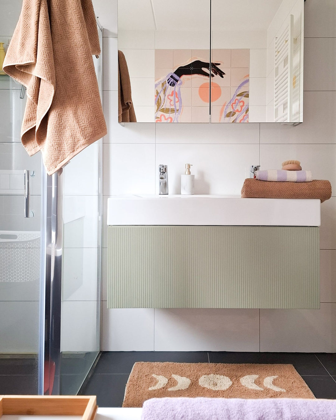 Wall Mounted Washbasin Cabinet 100 cm Light Green Alzira