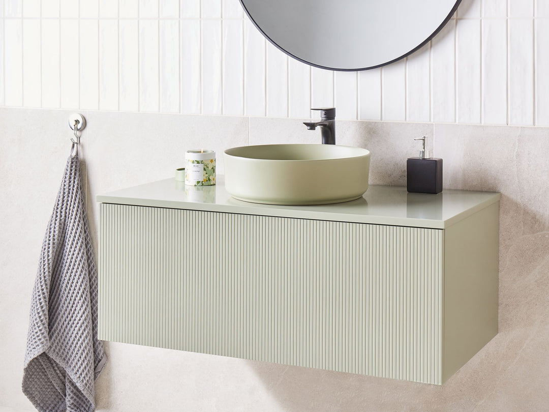 Wall Mounted Washbasin Cabinet 100 cm Light Green Alzira