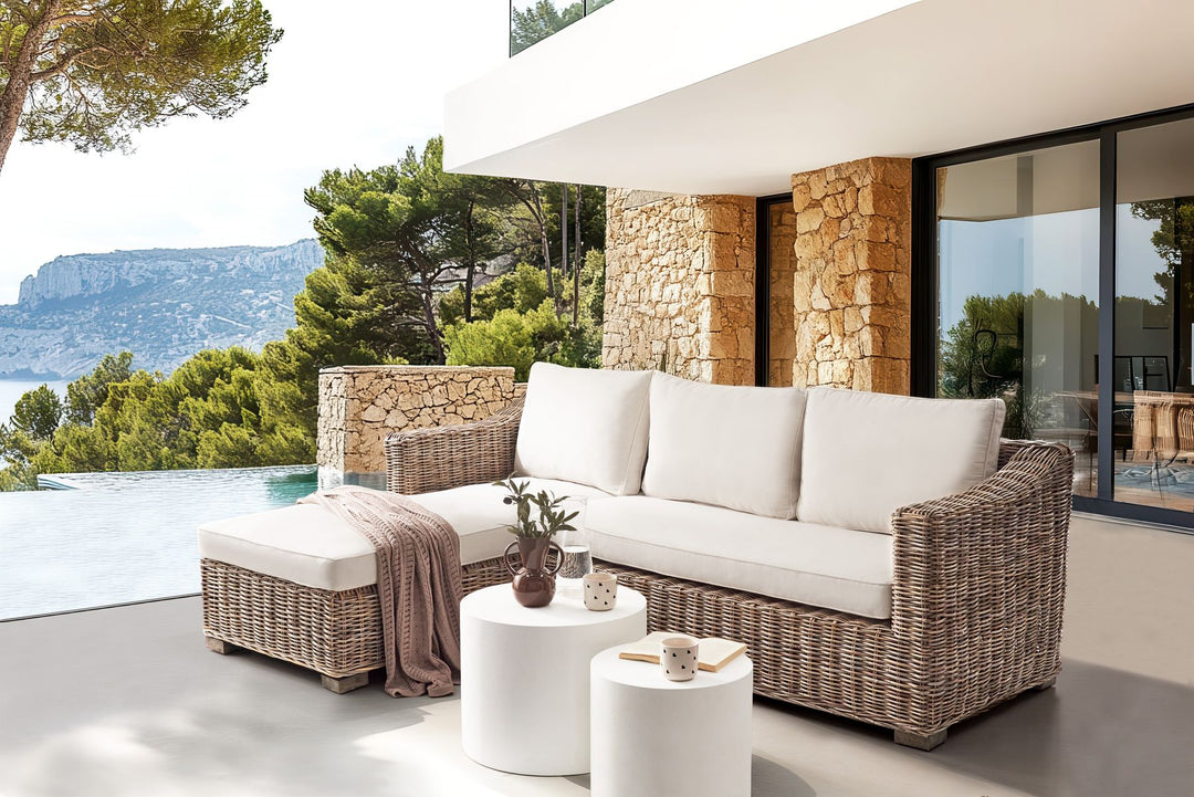 Valletri Garden Corner Sofa 3 Seater Right Hand Rattan Grey