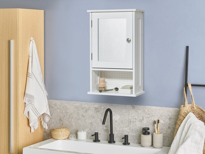 Bathroom Wall Mounted Mirror Cabinet 34 cm 53 cm White Hulia