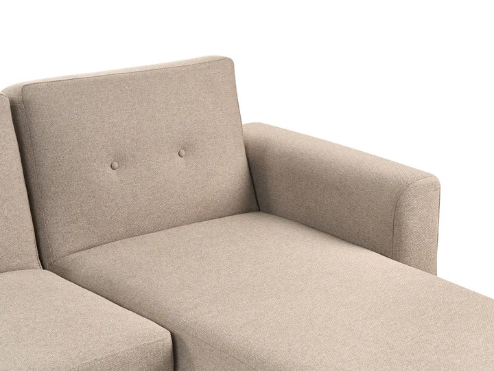 Corner Sofa Bed 3 Seater Fabric Light Brown Left Hand Glenland