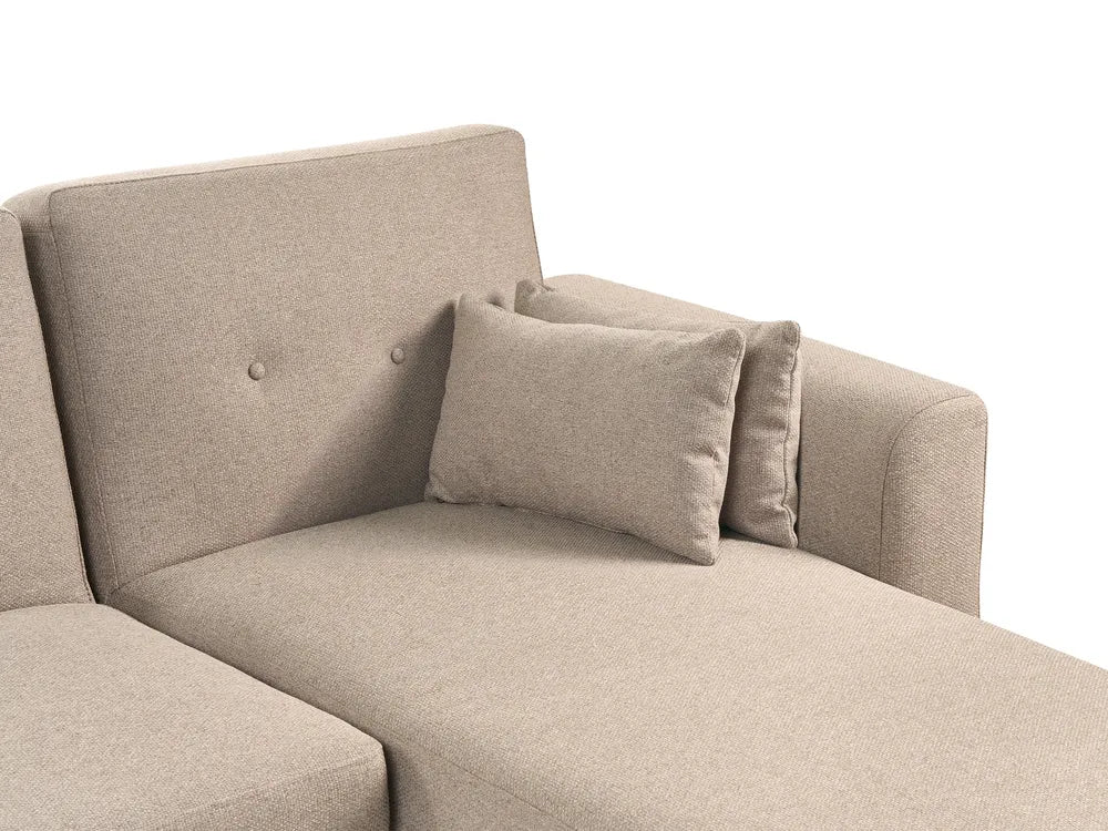 Corner Sofa Bed 3 Seater Fabric Light Brown Left Hand Glenland