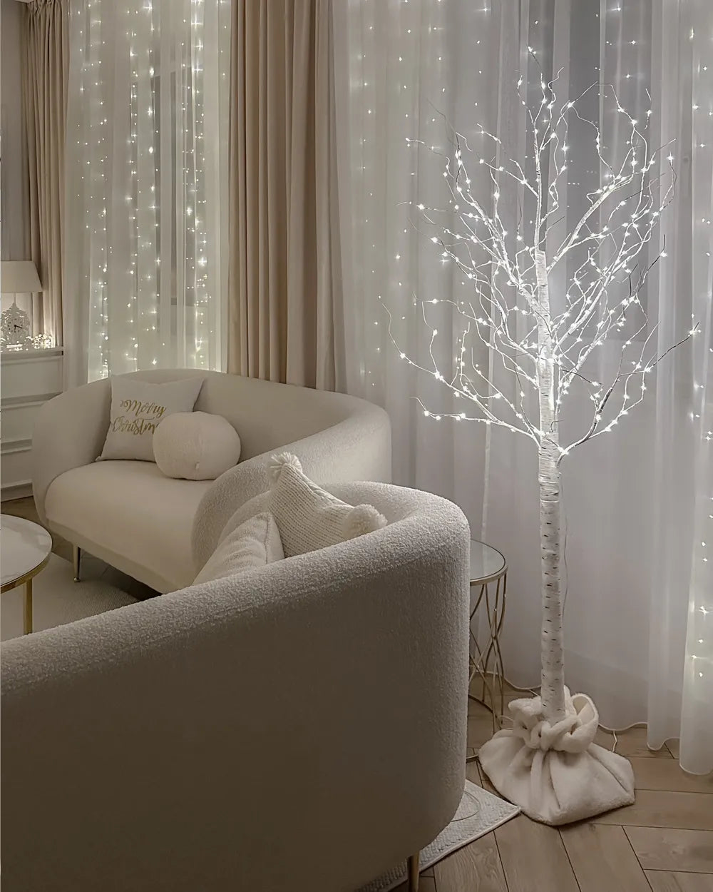 Sofa 2 Seater Boucle White Liora