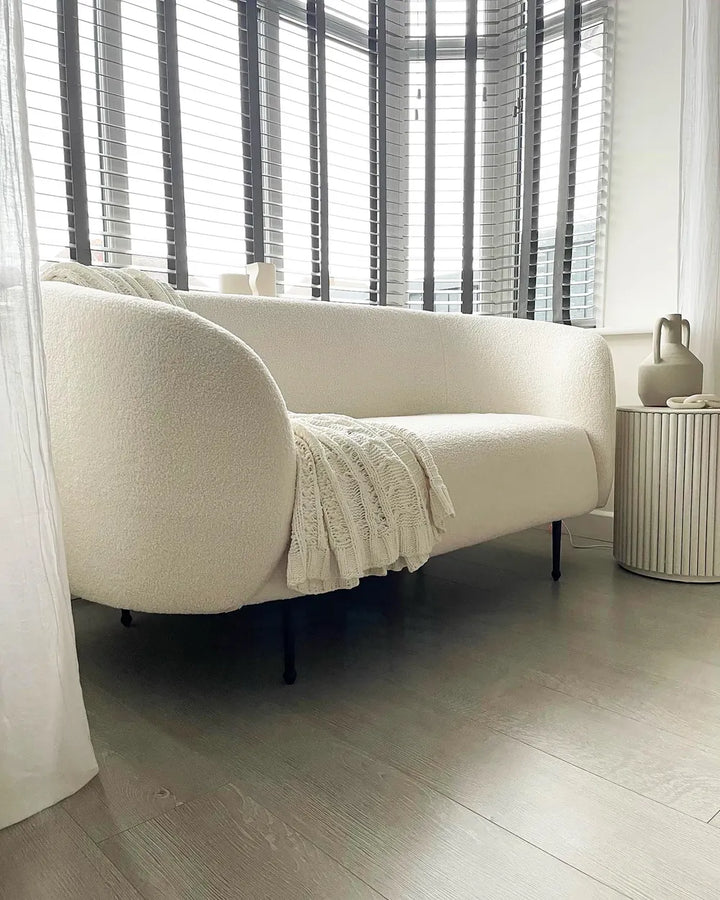 Sofa 2 Seater Boucle White Liora